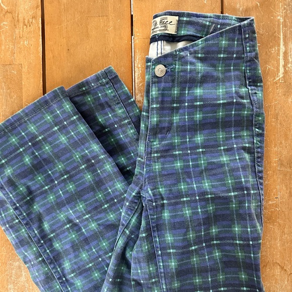 Plaid flare free people pants with v waistline - Picture 2 of 3